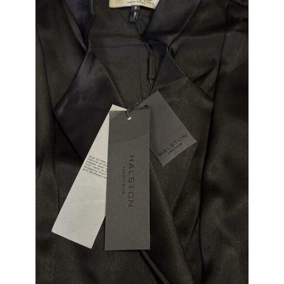 NWT HALSTON Black Satin Tuxedo Blazer Dress $375 Party Cocktail Holiday Formal 8 - Picture 11 of 13